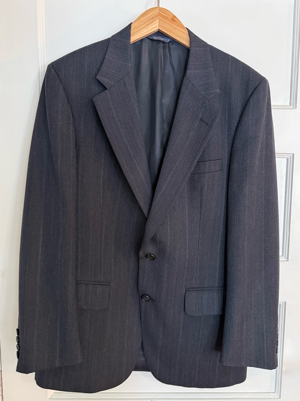 Vintage Burberrys Men's Gray Pinstripe Wool Suit Jacket Blazer